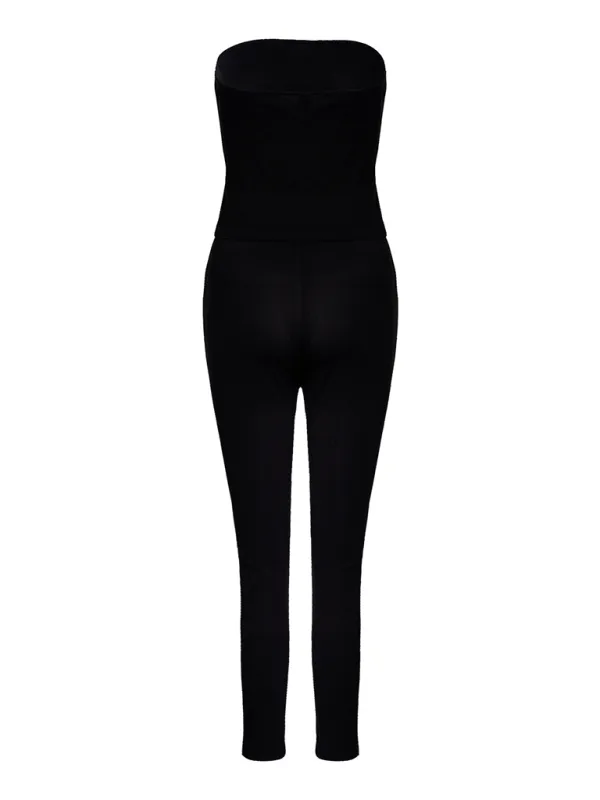 Women’s Tube Top & Slim Fit Pencil Leggings Casual Outfit