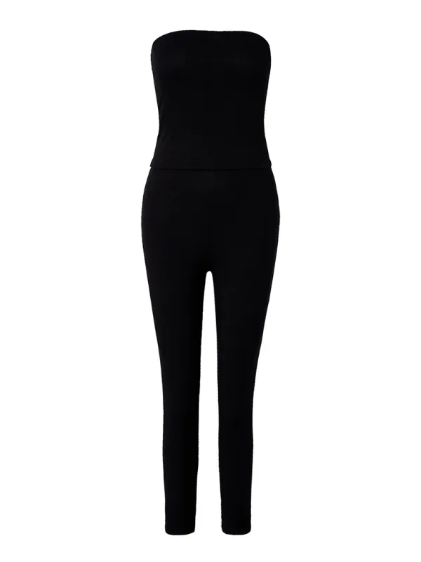 Women’s Tube Top & Slim Fit Pencil Leggings Casual Outfit