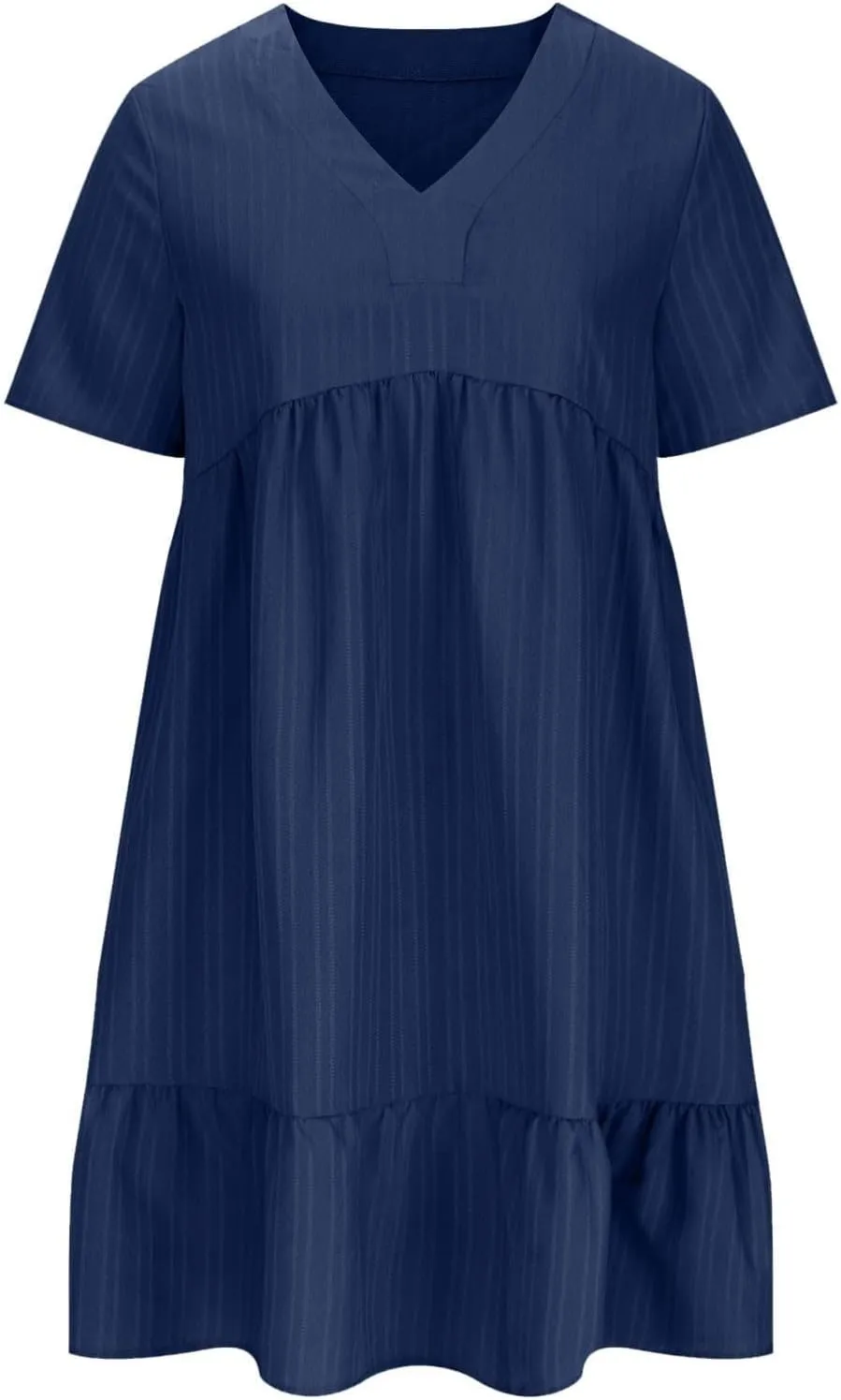 Womens V Neck Pleated Swing Dress 2025 Summer Short Sleeve Loose Casual Dresses Flowy Babydoll Short Beach Sundresses