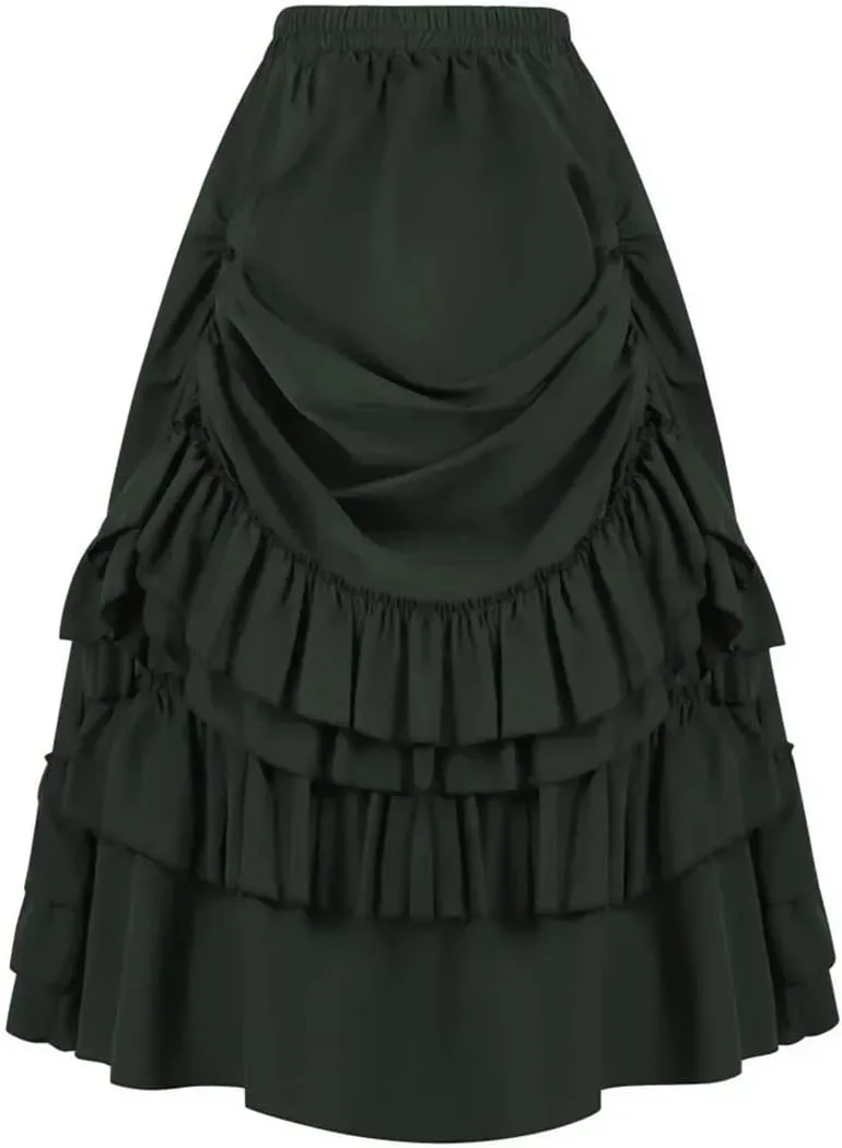 Women's Vintage Dresses Pleated Front Button Party Dresses Brown Casual Skit