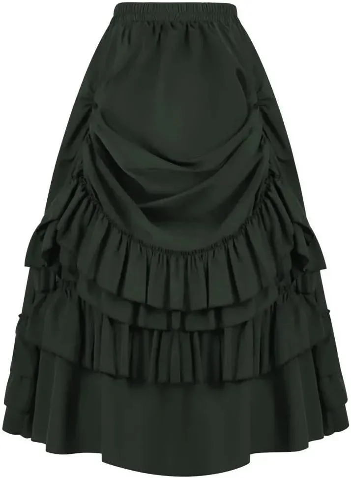 Women's Vintage Dresses Pleated Front Button Party Dresses Brown Casual Skit