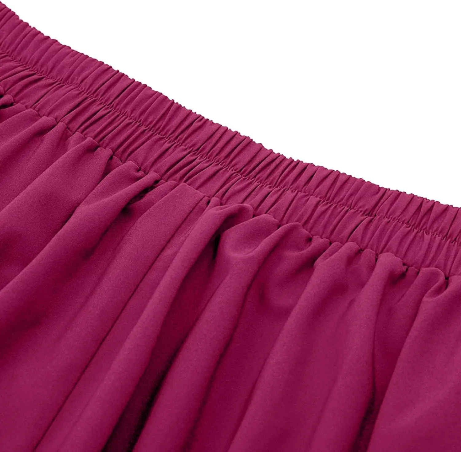 Women's Vintage High Waisted Skirts Casual Button Deco Midi A-Line Skirt Elastic Waist Flowy Skirts with Pockets