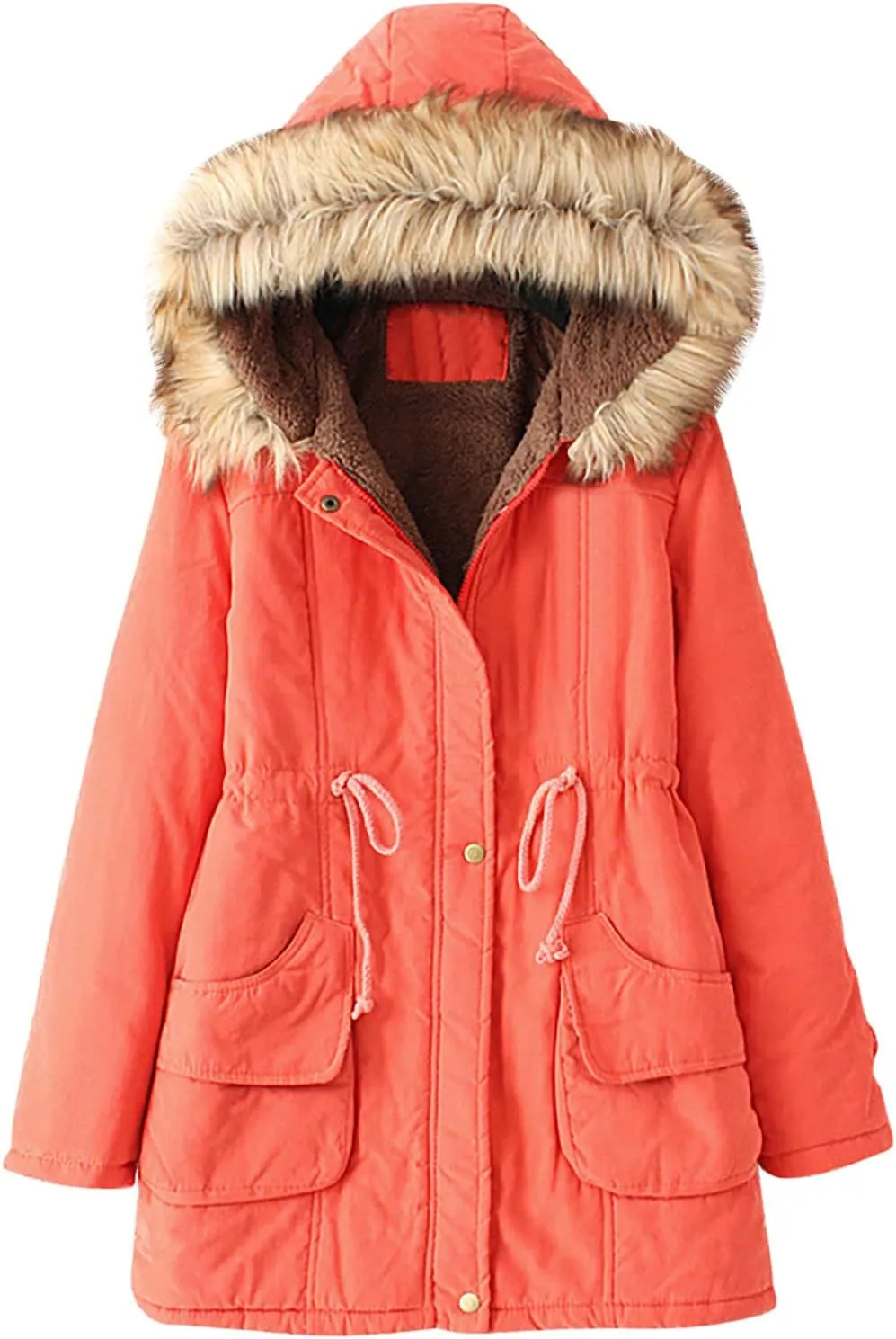 Womens Winter Coats Mid Length Puffer Coat Sherpa Lined Warm Heavy Jackets Thickened Windproof Outerwear with Hood