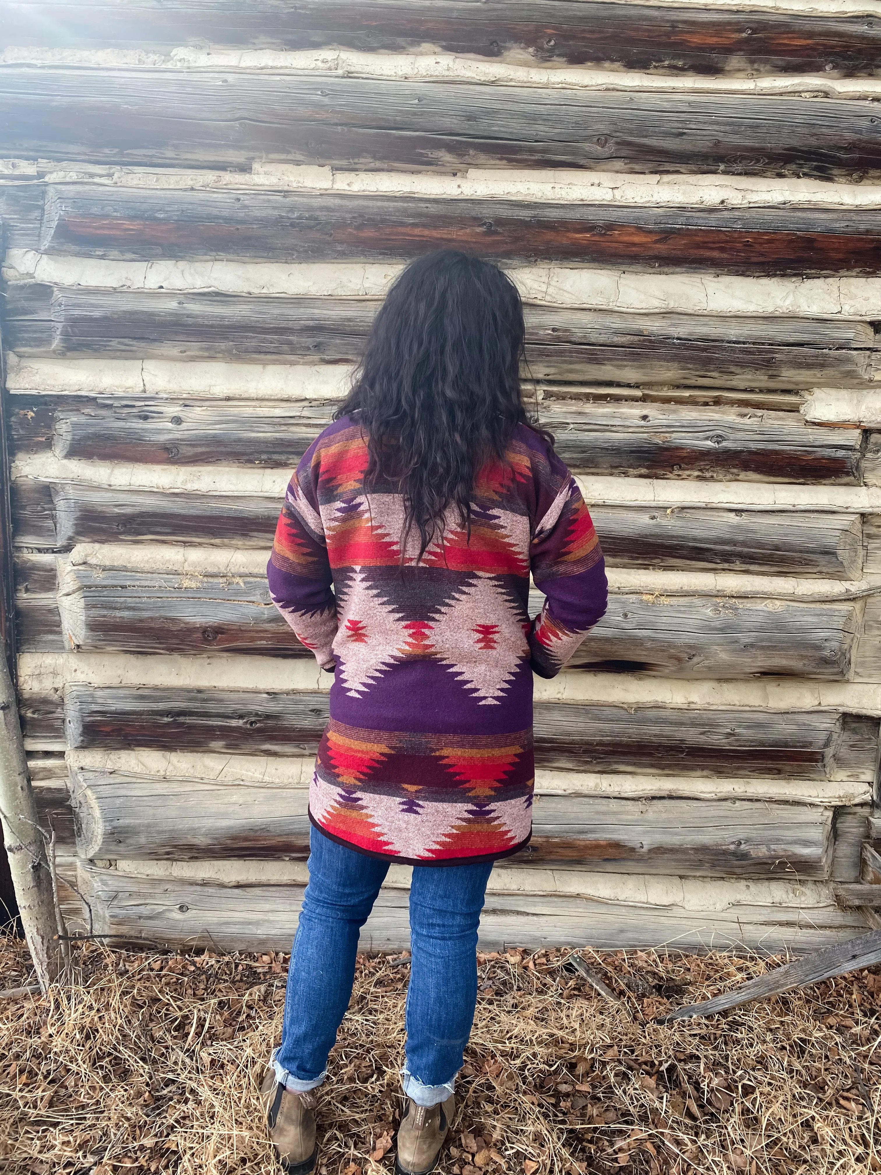 Wool Blend Cardigan Coat // Plum