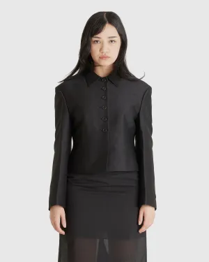 Wool Silk Button Up Jacket
