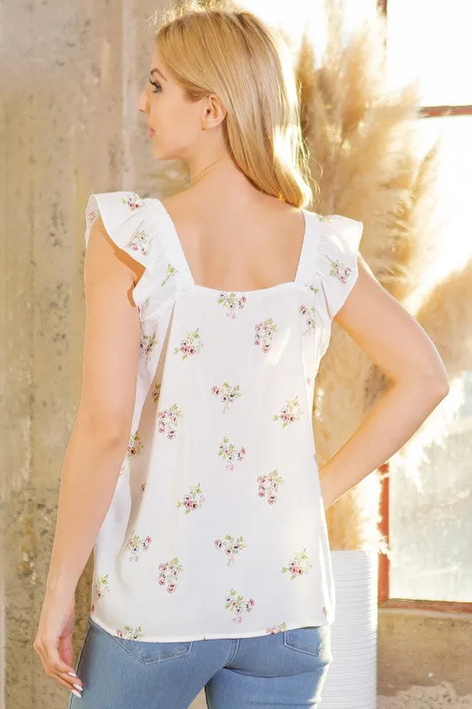 Woven Ruffle Sleeve Top