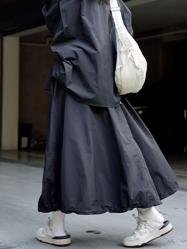 xakxx A-Line High Waisted Solid Color Skirts Bottoms
