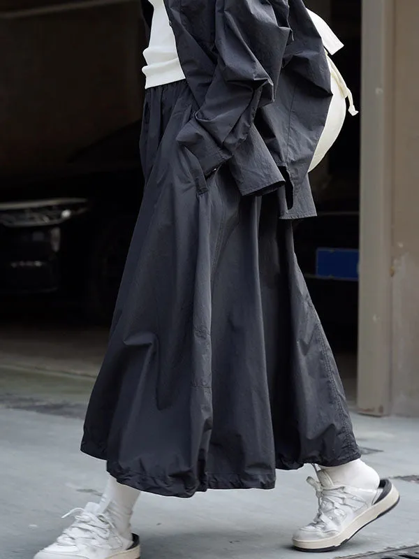 xakxx A-Line High Waisted Solid Color Skirts Bottoms