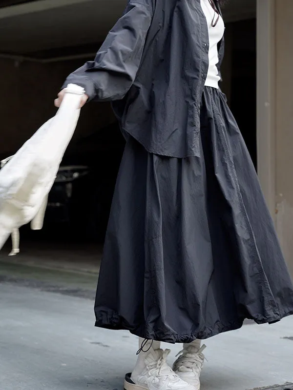 xakxx A-Line High Waisted Solid Color Skirts Bottoms