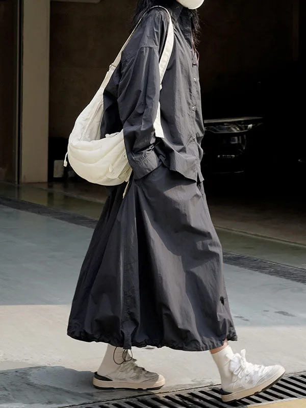 xakxx A-Line High Waisted Solid Color Skirts Bottoms