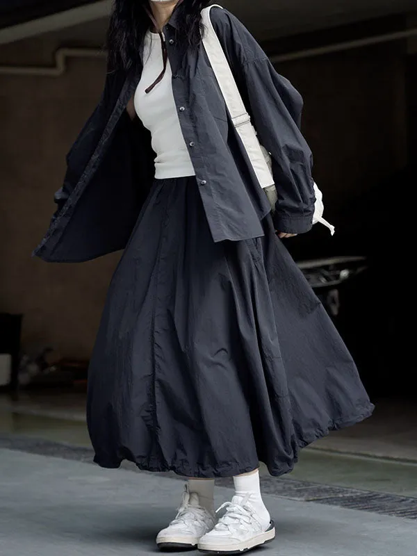 xakxx A-Line High Waisted Solid Color Skirts Bottoms
