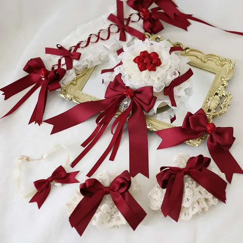 Xiaogui~Elegant Lolita Hairband Dark Red Headwear