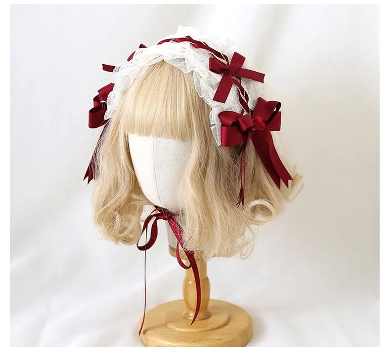 Xiaogui~Elegant Lolita Hairband Dark Red Headwear