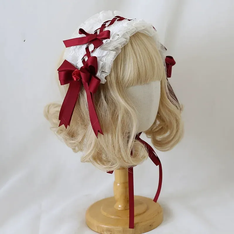 Xiaogui~Elegant Lolita Hairband Dark Red Headwear