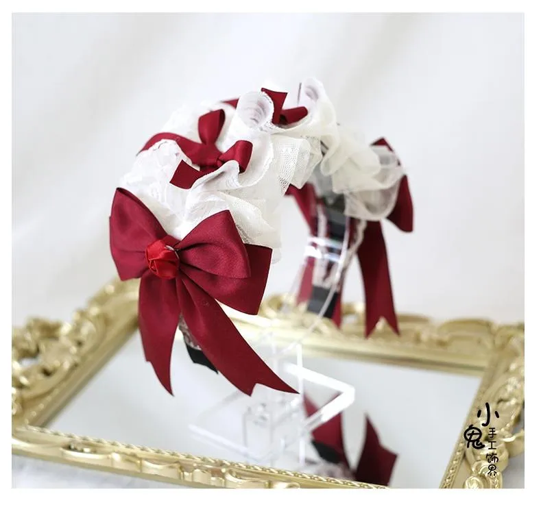 Xiaogui~Elegant Lolita Hairband Dark Red Headwear