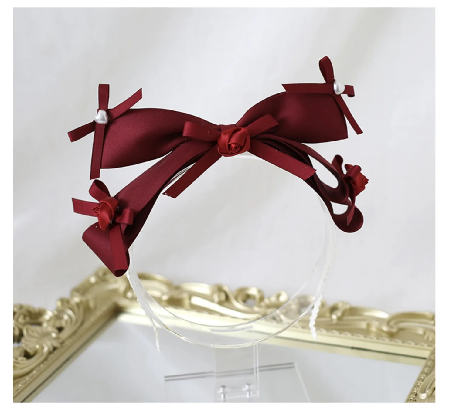 Xiaogui~Elegant Lolita Hairband Dark Red Headwear