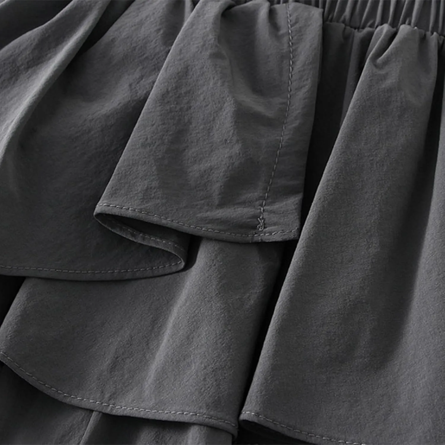 Xiaojmake Women's High Waist Ruffle Hem Flowy Mini Skirts Stretchy Cute Lined Layered Pleated Casual Beach Mini Short Skirt