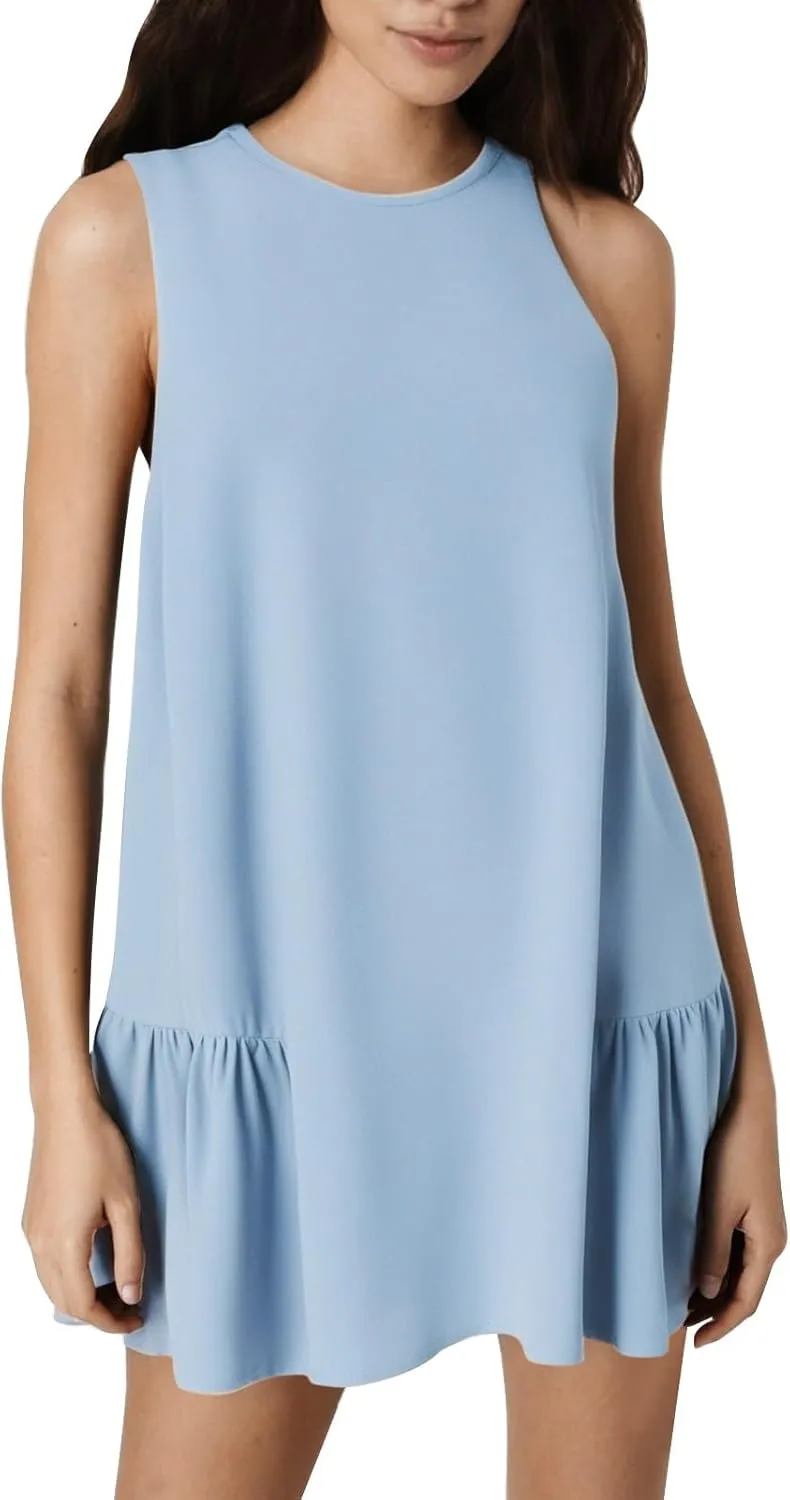 XOWRTE Women's Summer Dresses Round Neck Sleeveless Tank Dress Casual A-Line Sundresses Beach Vacation Clothes Mini Dress