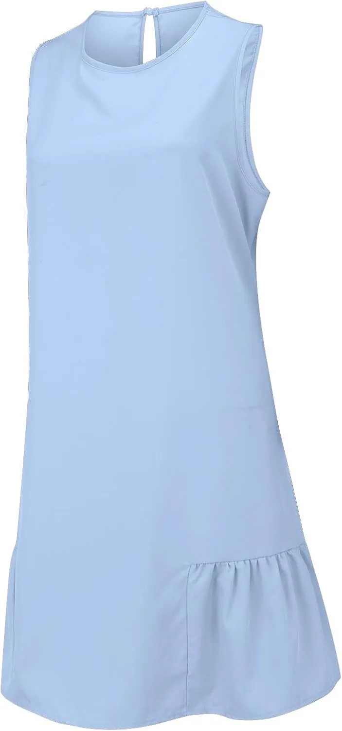 XOWRTE Women's Summer Dresses Round Neck Sleeveless Tank Dress Casual A-Line Sundresses Beach Vacation Clothes Mini Dress