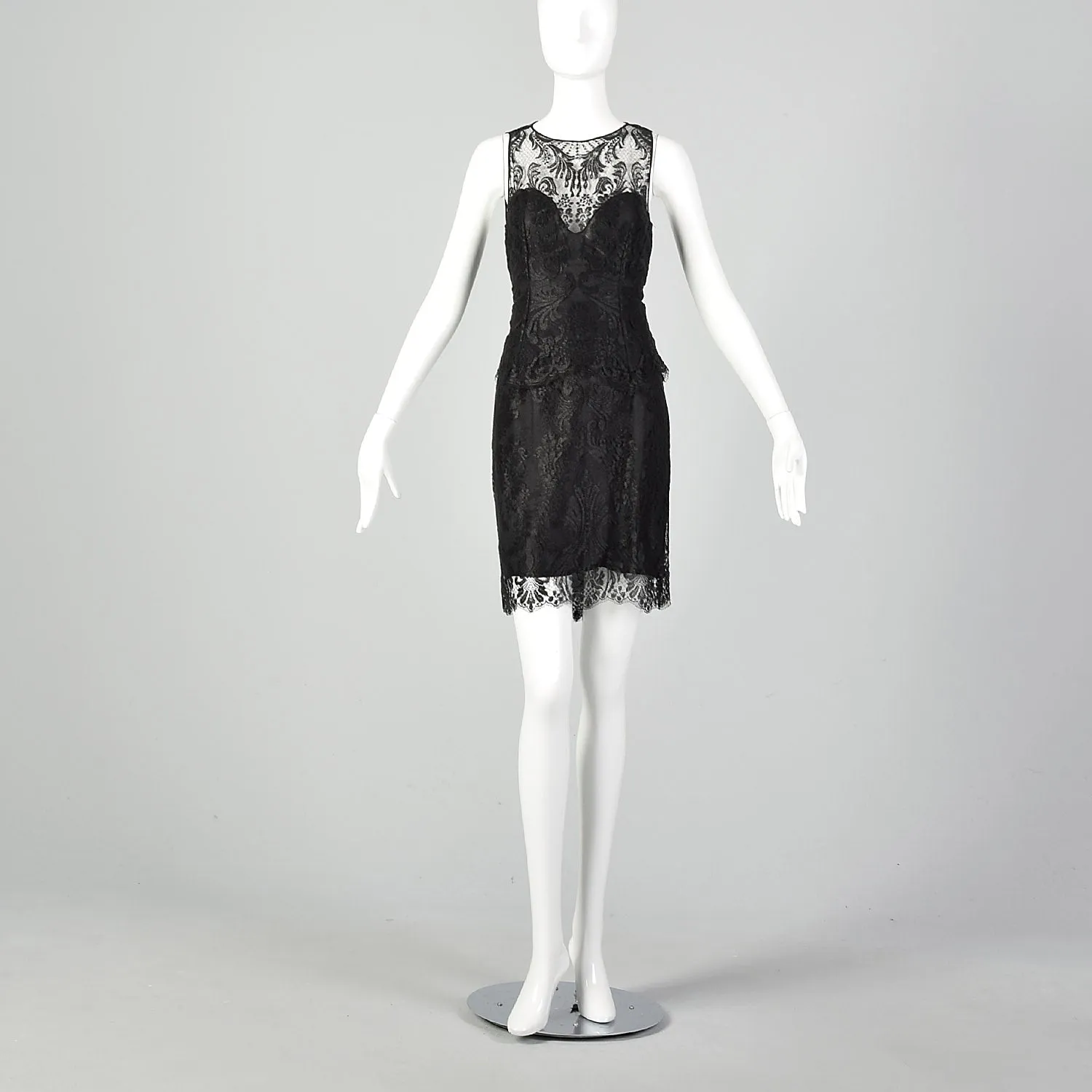 XS Pamela Dennis Matching Black Lace Skirt and Top Dress Set