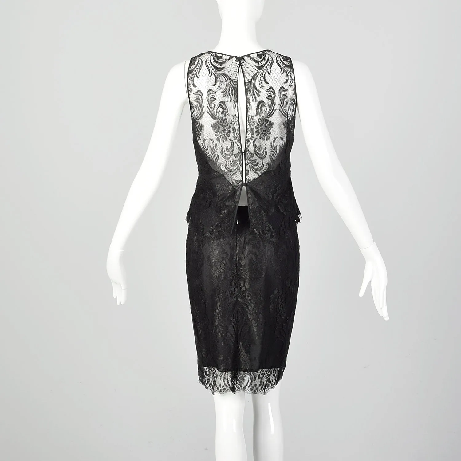 XS Pamela Dennis Matching Black Lace Skirt and Top Dress Set