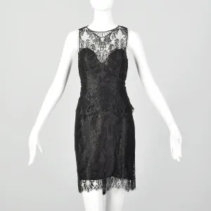 XS Pamela Dennis Matching Black Lace Skirt and Top Dress Set