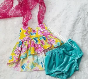 Yellow floral high low Swing Set