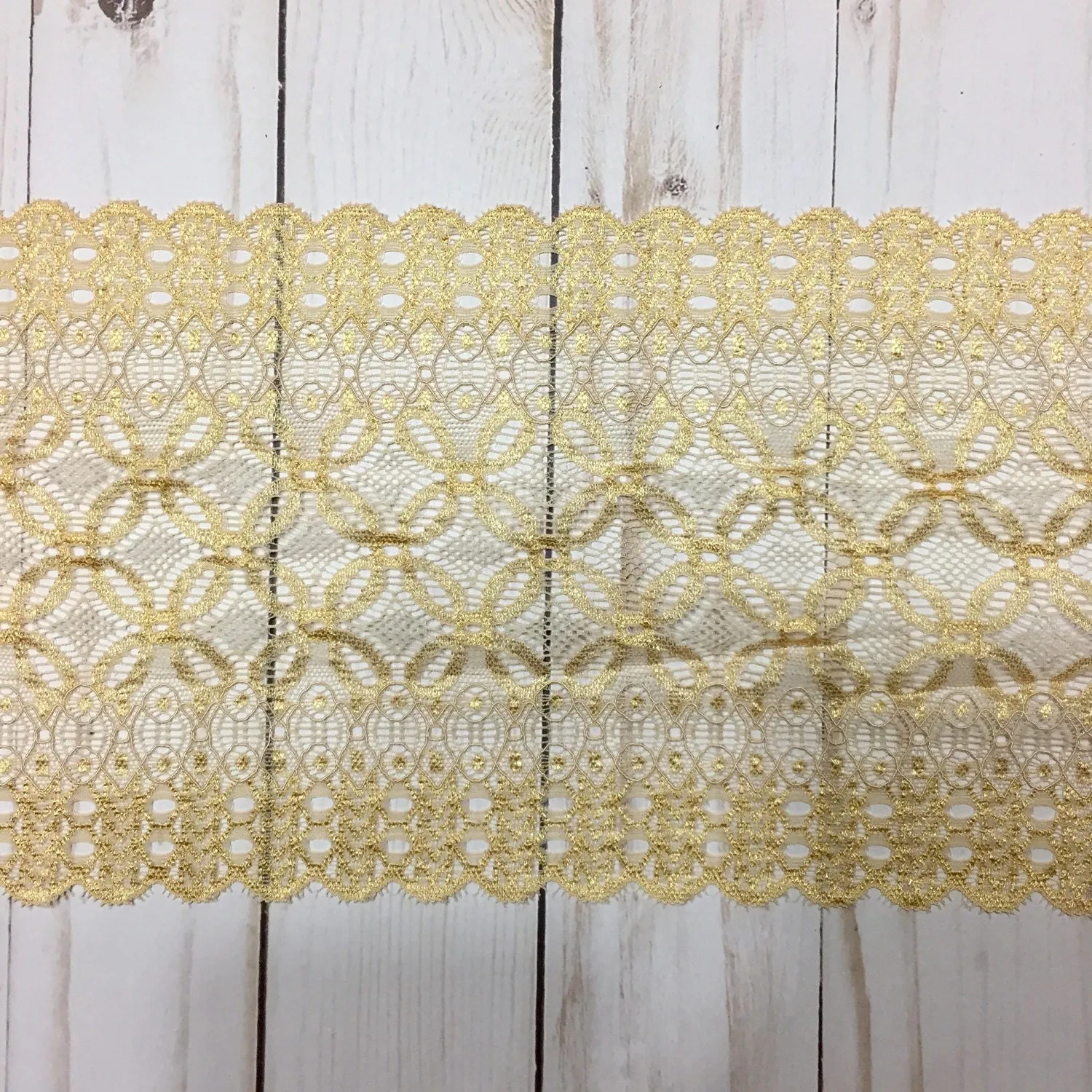 Yellow Gold 6.5" Wide Stretch Lace