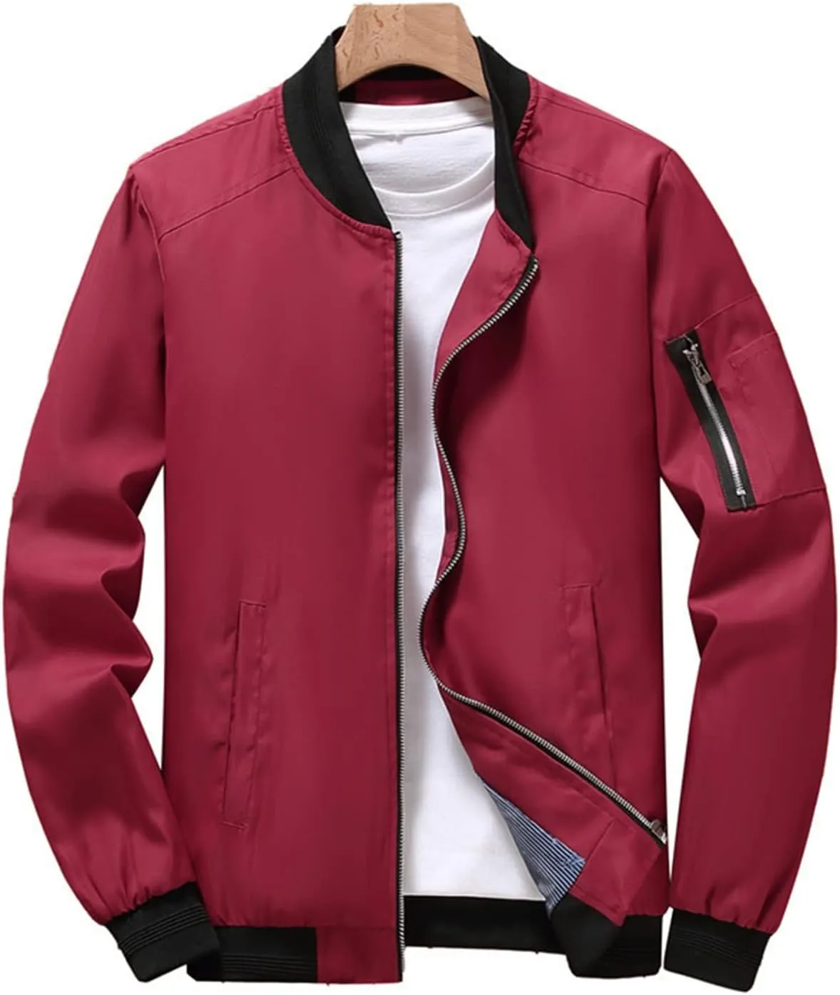 Ymosrh Men's Jacket Lightweight Casual Fall Winter Windbreaker Bomber Zip Up Coat with Pocket Jacket for Men, XXXL-L6