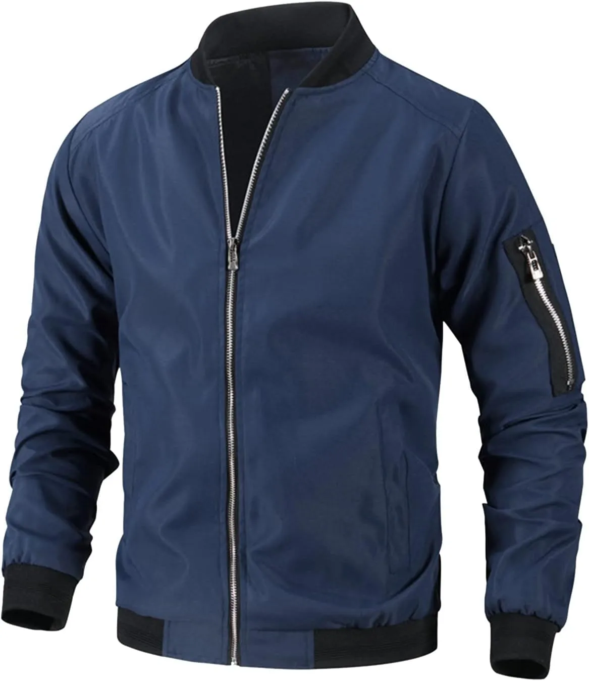 Ymosrh Men's Jacket Lightweight Casual Fall Winter Windbreaker Bomber Zip Up Coat with Pocket Jacket for Men, XXXL-L6