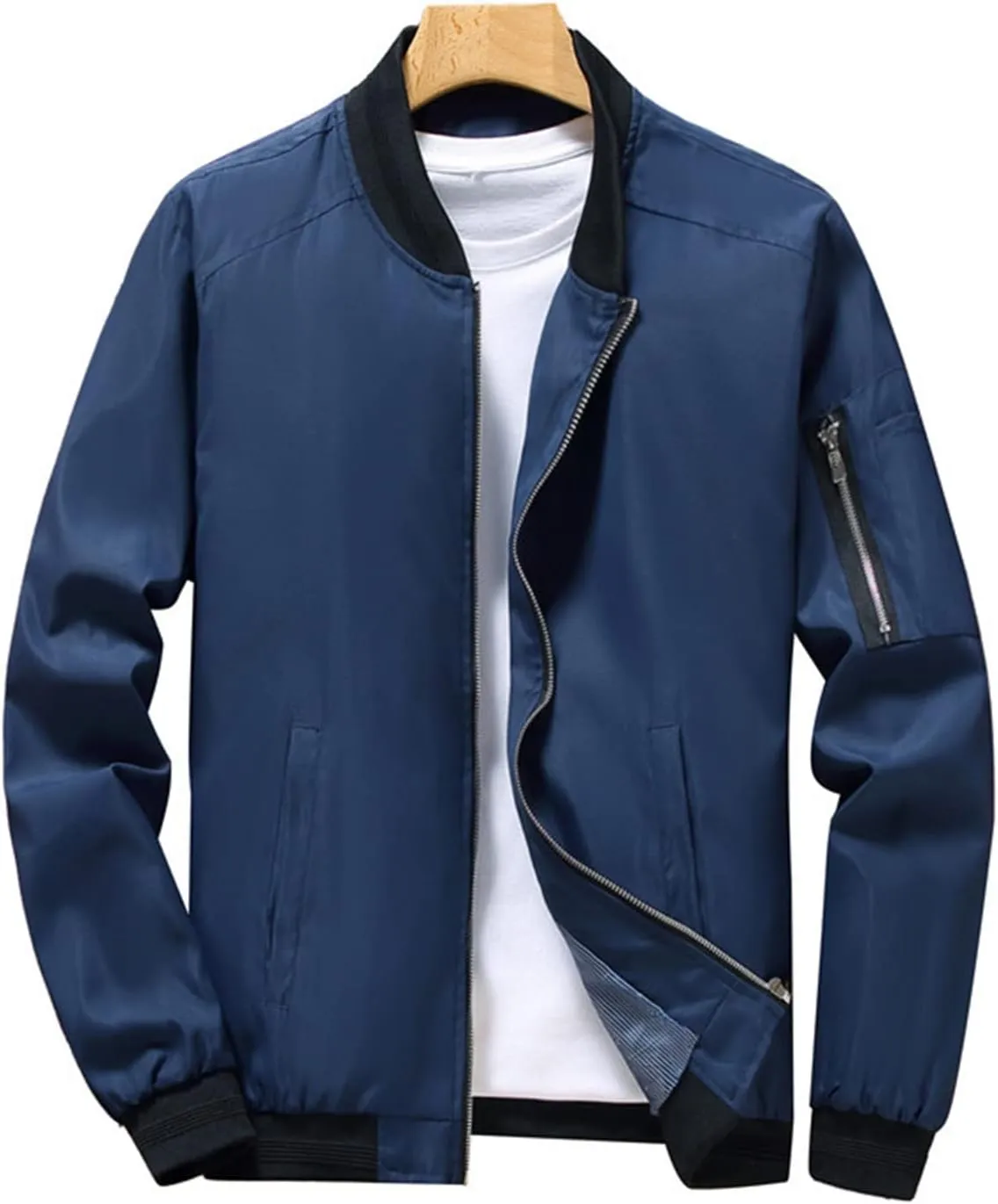 Ymosrh Men's Jacket Lightweight Casual Fall Winter Windbreaker Bomber Zip Up Coat with Pocket Jacket for Men, XXXL-L6