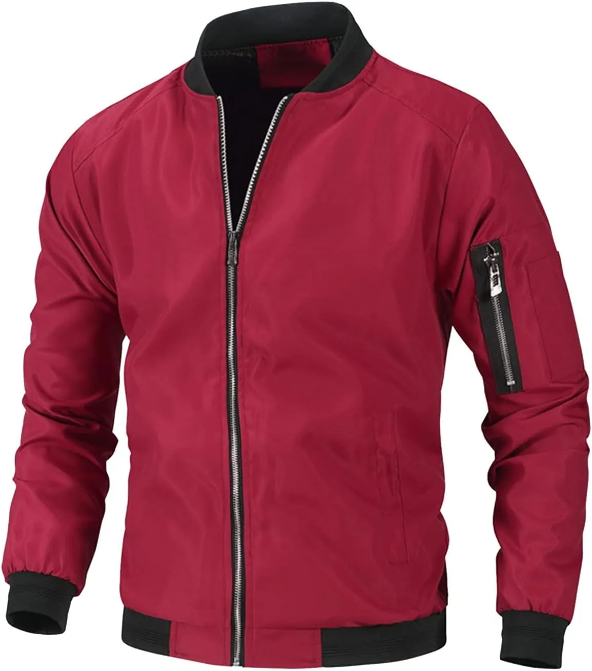 Ymosrh Men's Jacket Lightweight Casual Fall Winter Windbreaker Bomber Zip Up Coat with Pocket Jacket for Men, XXXL-L6