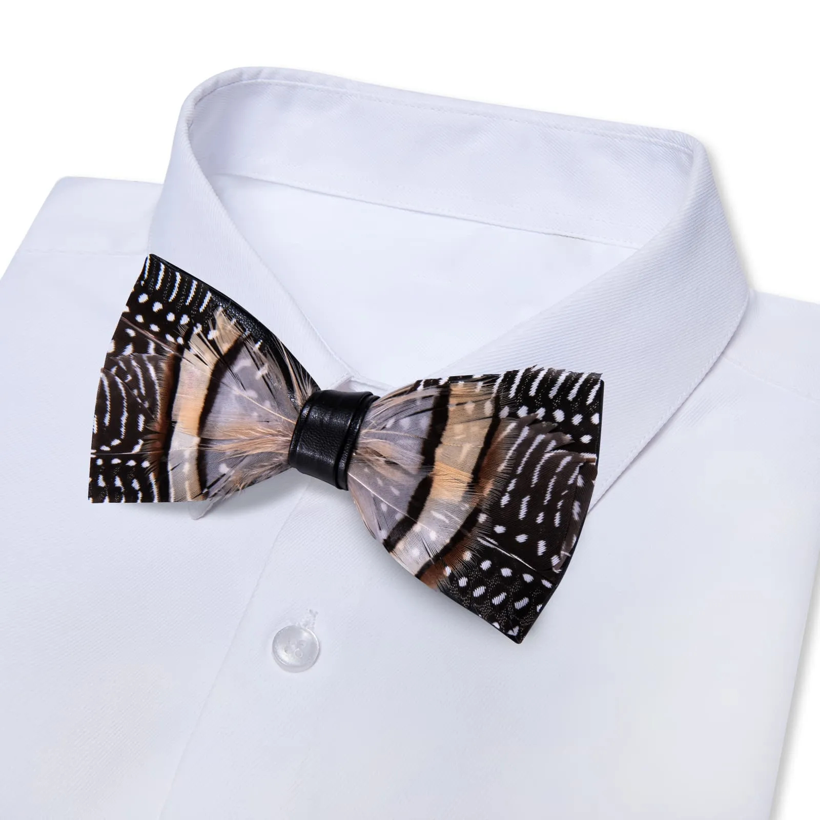 YourTies Black Brown White Novelty Pattern Mens Pre-tied Bowtie Feather Bow Ties