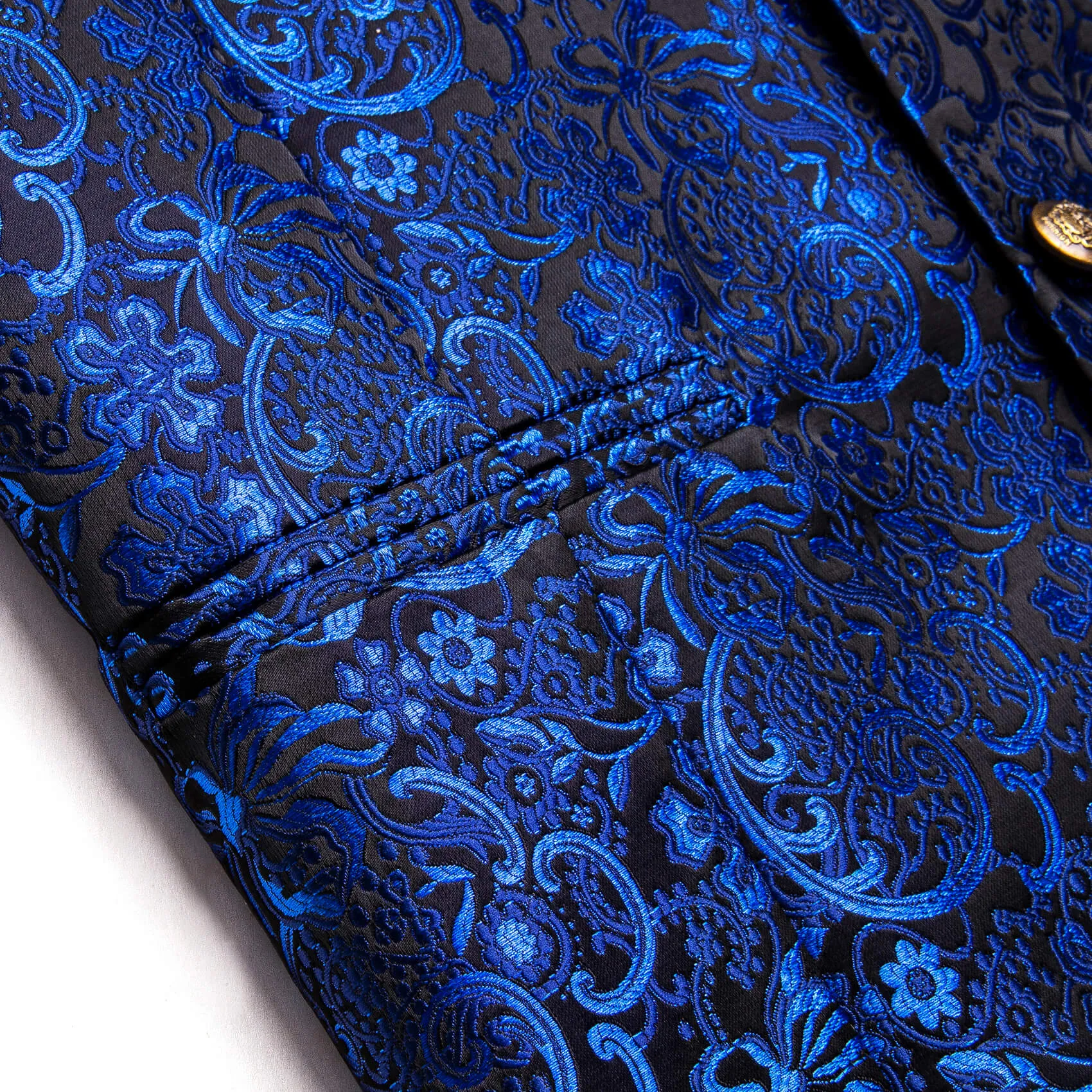 YourTies Blue Floral Silk Mens Vest Necktie Handkerchief Cufflinks Set