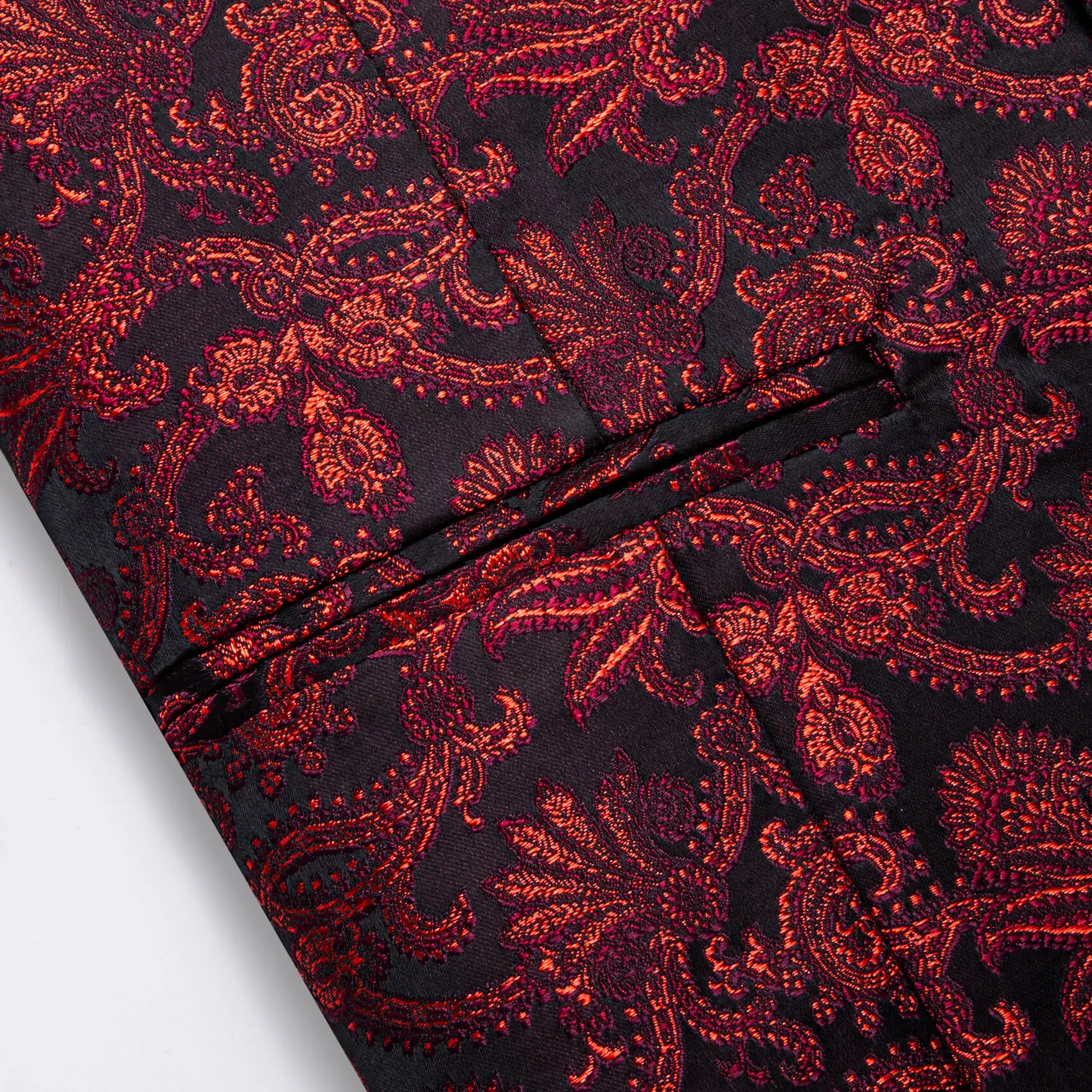 YourTies Floral Waistcoat Black Red Floral Silk Men's Vest Necktie Set