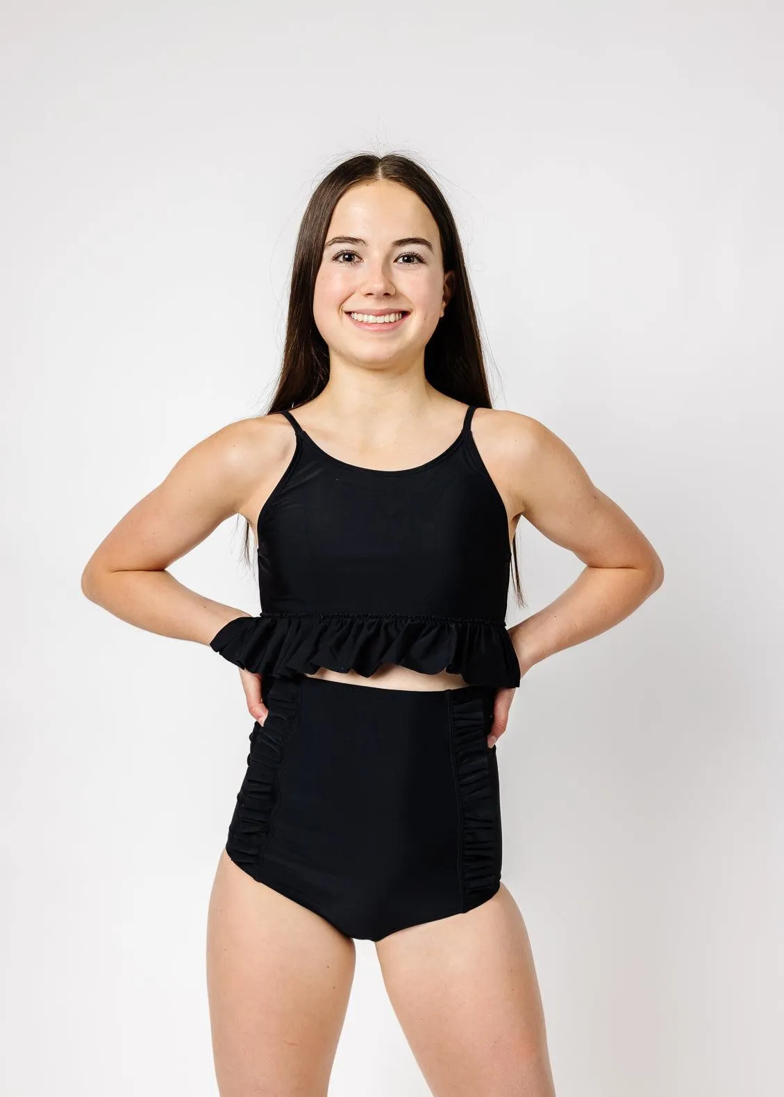 Youth Peplum Top | Black