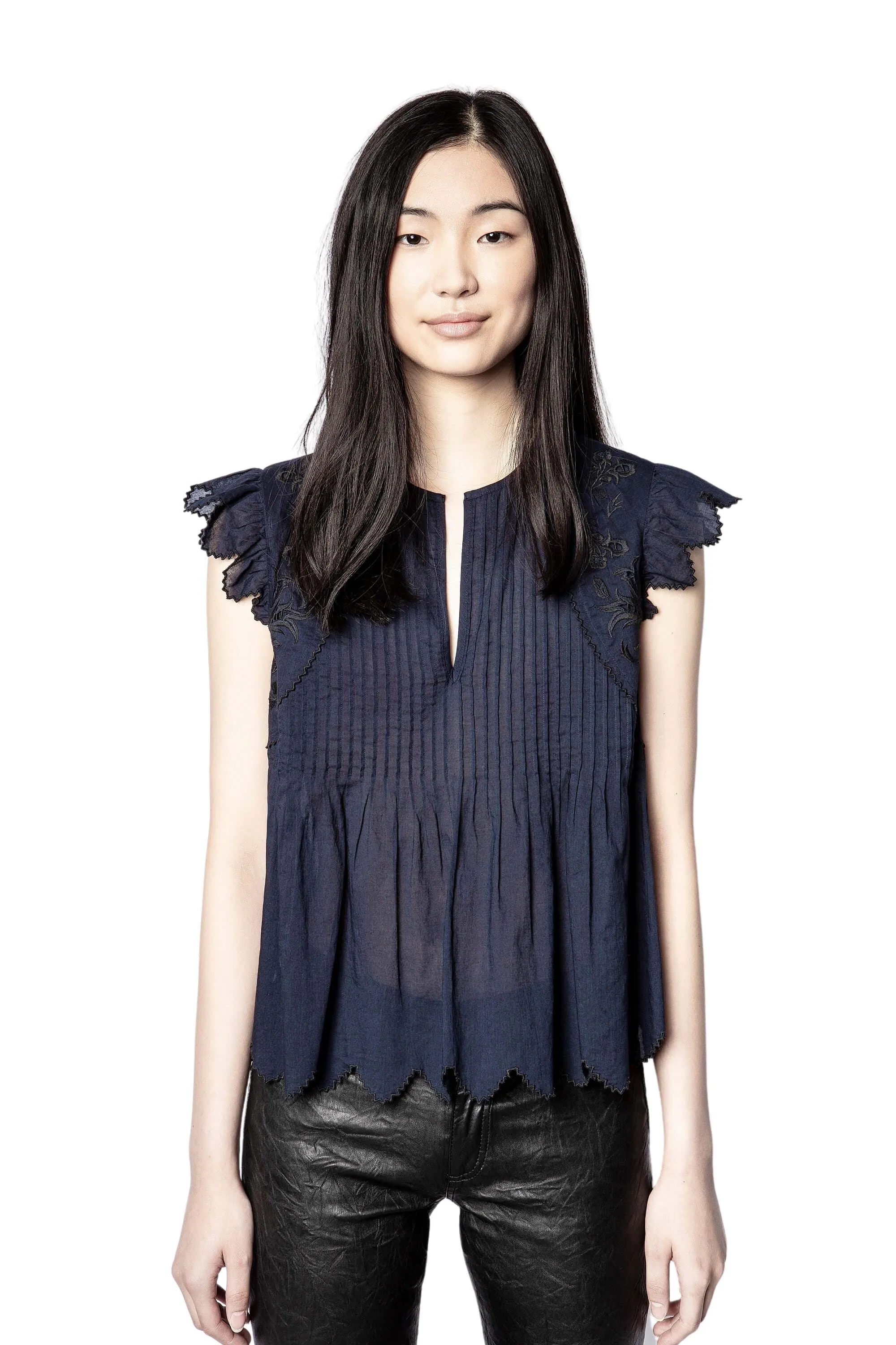Zadig & Voltaire Tiara Sleevless Voile Blouse- Ink