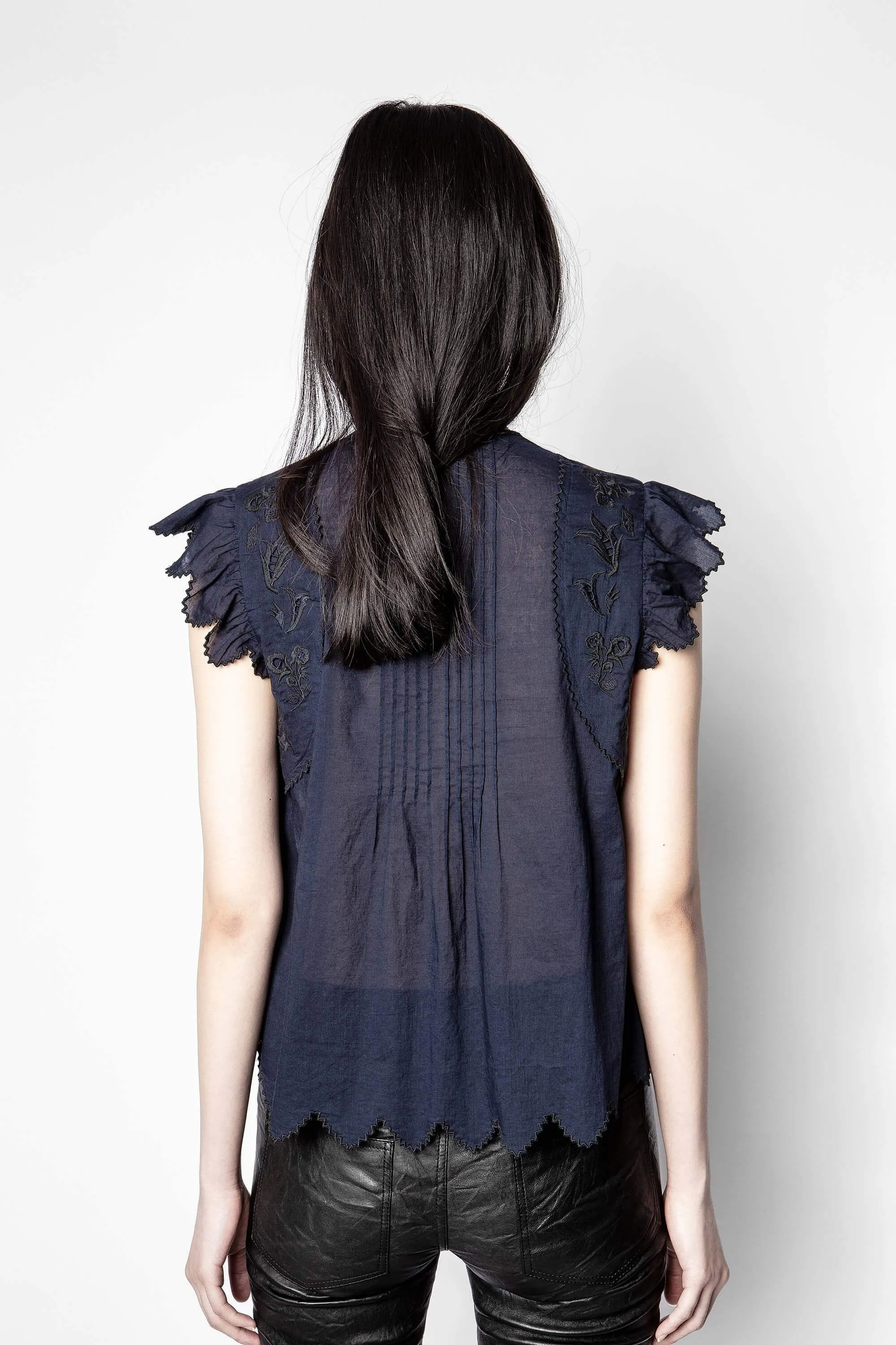 Zadig & Voltaire Tiara Sleevless Voile Blouse- Ink