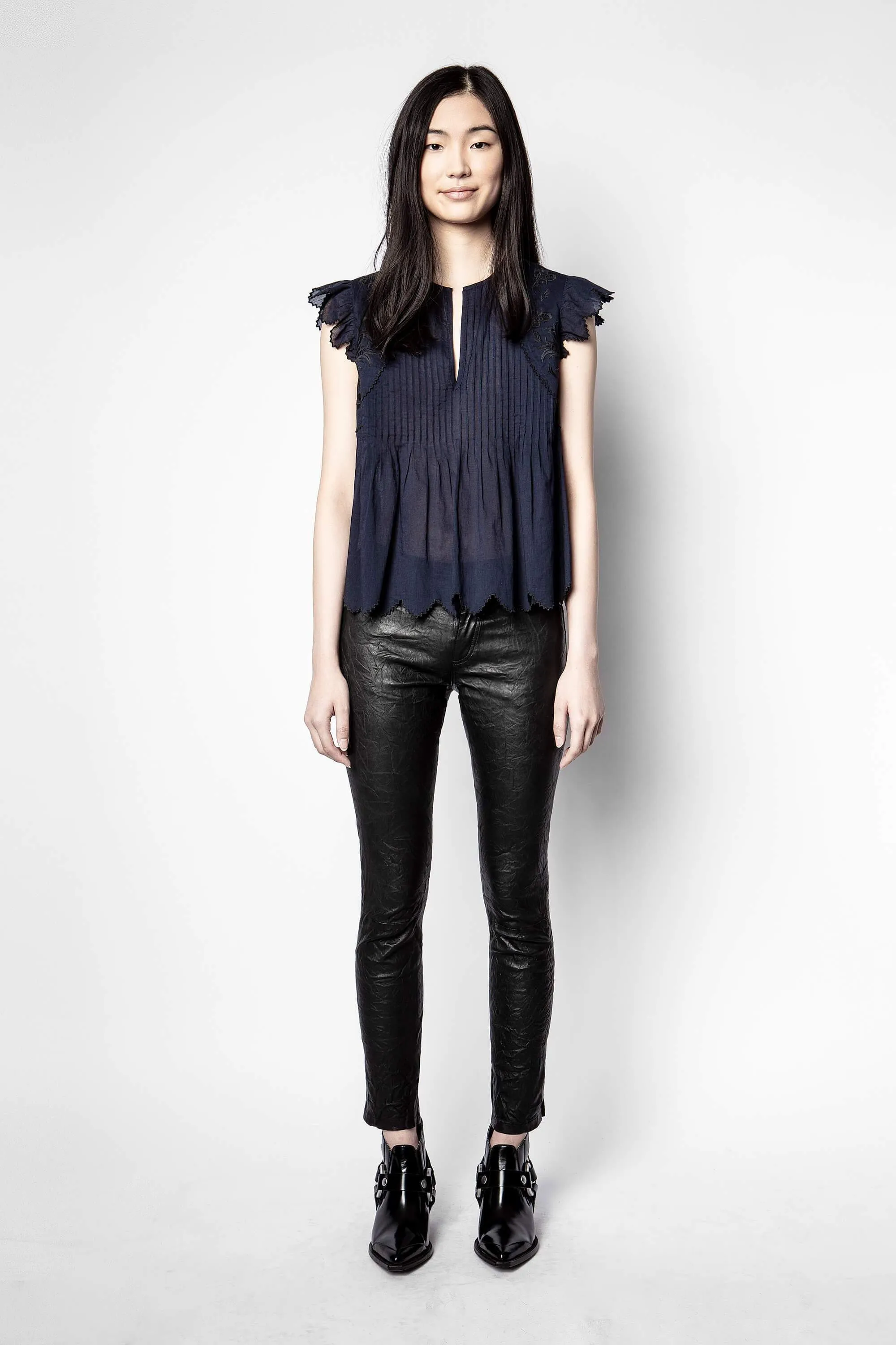 Zadig & Voltaire Tiara Sleevless Voile Blouse- Ink