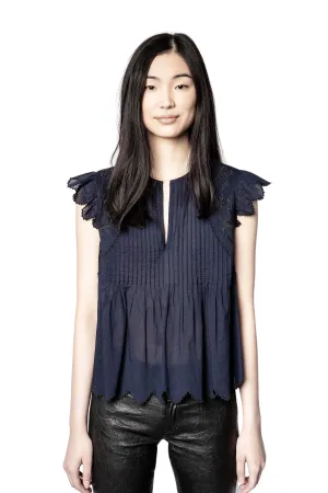 Zadig & Voltaire Tiara Sleevless Voile Blouse- Ink