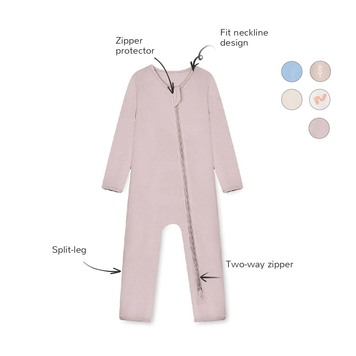 Zipper Baby Romper One Piece - Dark Pink