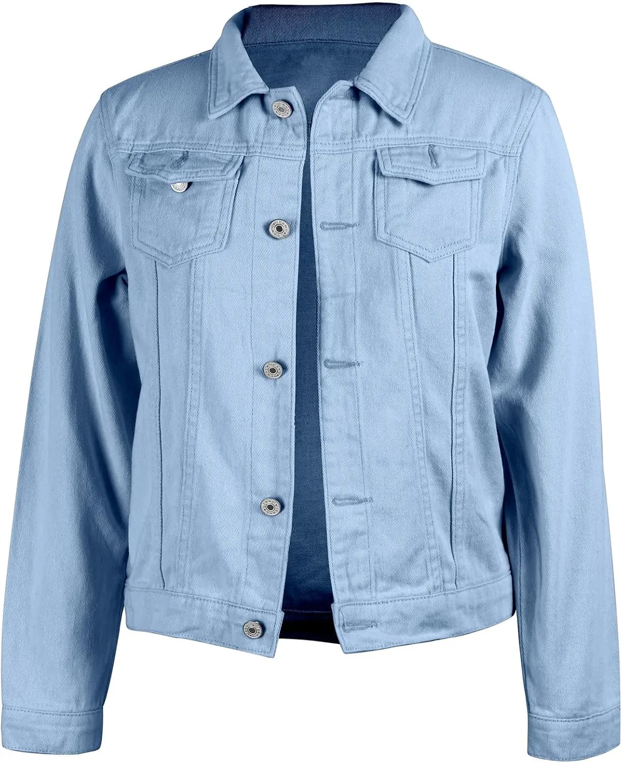 ZOCANIA Women's Cropped Denim Jackets Long Sleeve Button Up Jean Coat Slim Trucker Jacket Lightweight Fall Outwear Shacket