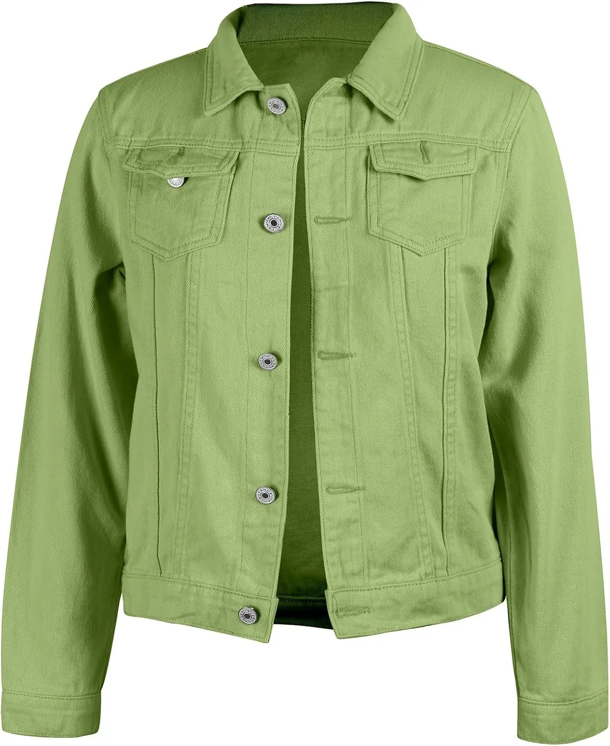 ZOCANIA Women's Cropped Denim Jackets Long Sleeve Button Up Jean Coat Slim Trucker Jacket Lightweight Fall Outwear Shacket