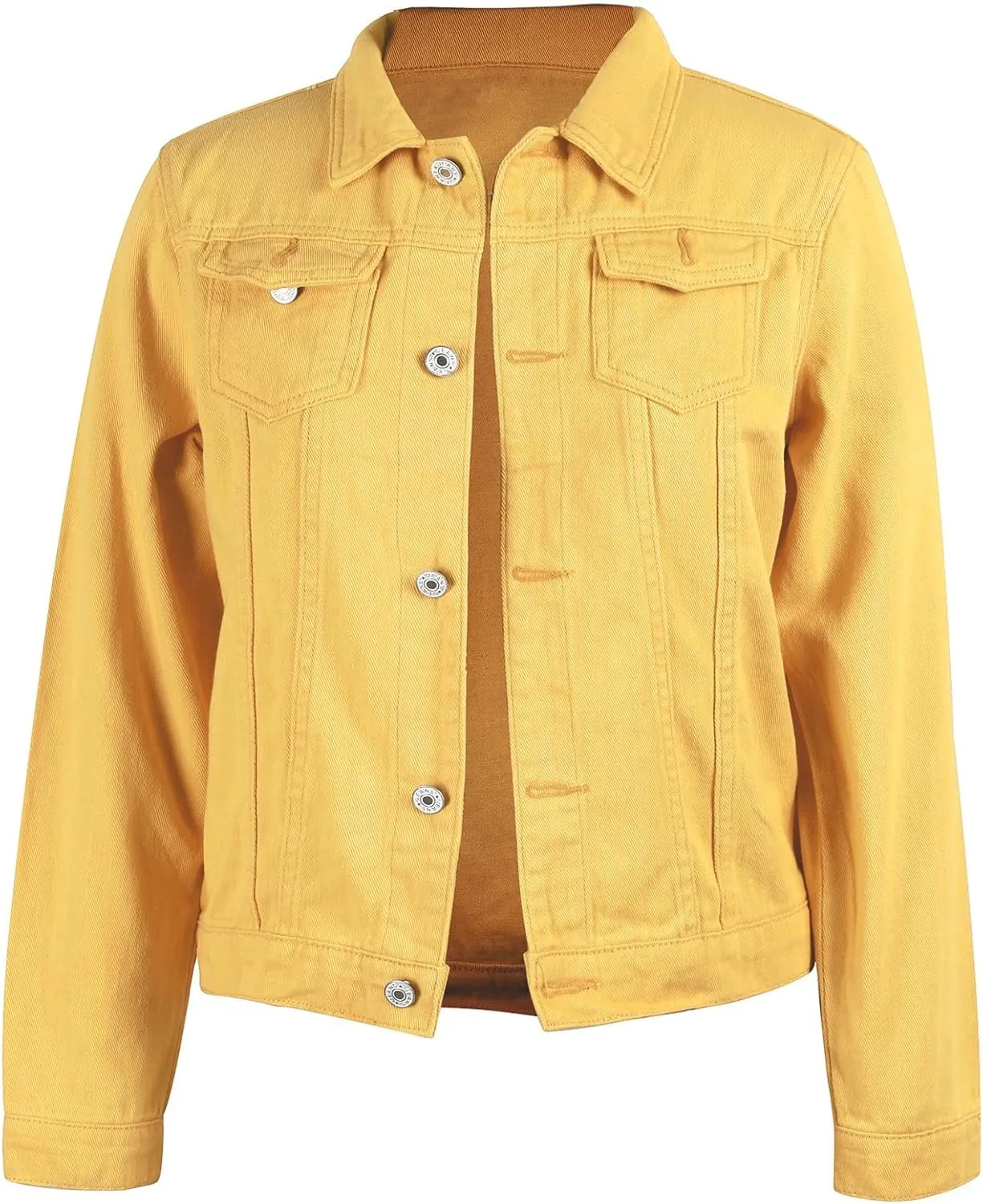 ZOCANIA Women's Cropped Denim Jackets Long Sleeve Button Up Jean Coat Slim Trucker Jacket Lightweight Fall Outwear Shacket